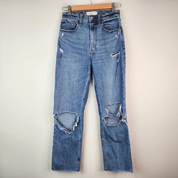 Abercrombie & Fitch Curve Love The Ankle Straight Ultra High Rise Jeans 2/26R - Picture 7 of 7